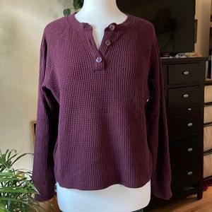 Old Navy Cropped waffle knit Henley